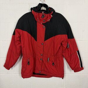 VTG Obermeyer Womens Ski Jacket Thermolite 90s Cinch Waist Hood Winter Sports 10